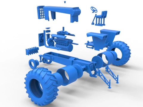 Vintage Pulling tractor Version 2 Scale 1 to 25 3D Print Model