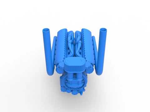 Engine V12 for pulling tractor Version 3 Scale 1 to 25 3D Print Model