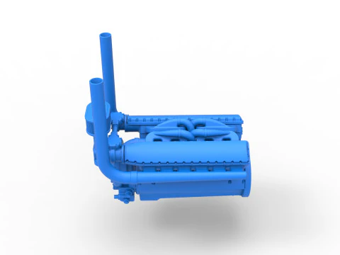 Engine V12 for pulling tractor Version 3 Scale 1 to 25 3D Print Model