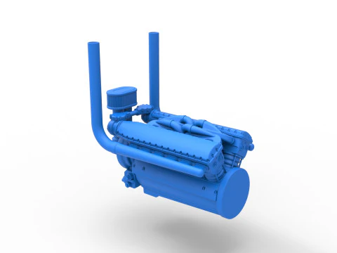Engine V12 for pulling tractor Version 3 Scale 1 to 25 3D Print Model