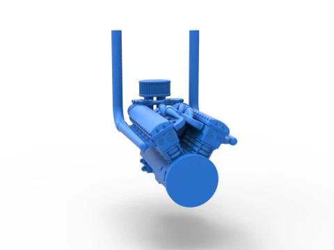 Engine V12 for pulling tractor Version 3 Scale 1 to 25 3D Print Model