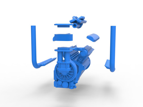 Engine V12 for pulling tractor Version 3 Scale 1 to 25 Modelo de Impressão 3D