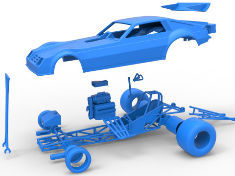 Vintage Funny Car Scale 1 to 25 3D 打印模型
