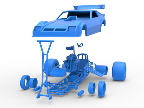 Vintage Funny Car Scale 1 to 25 3D 打印模型