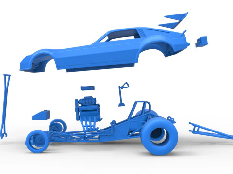 Vintage Funny Car Scale 1 to 25 3D Print Model