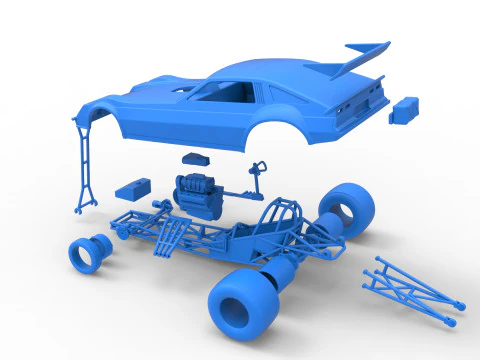 Vintage Funny Car Scale 1 to 25 3D Print Model
