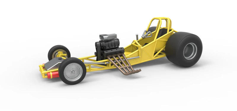 Vintage Funny Car Base Scale 1 to 25 3D Print Model .c4d .max .obj .3ds .fbx .stl .blend