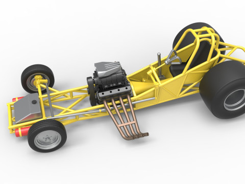 Vintage Funny Car Base Scale 1 to 25 3D Baskı Modeli