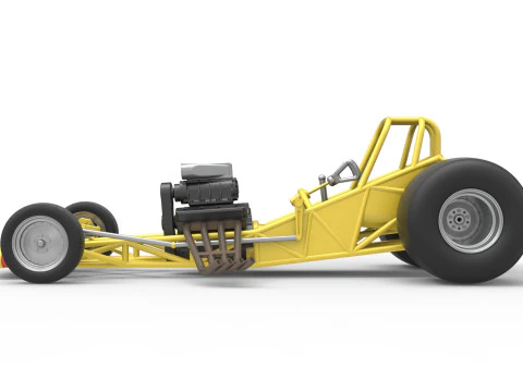 Vintage Funny Car Base Scale 1 to 25 3D Print Model