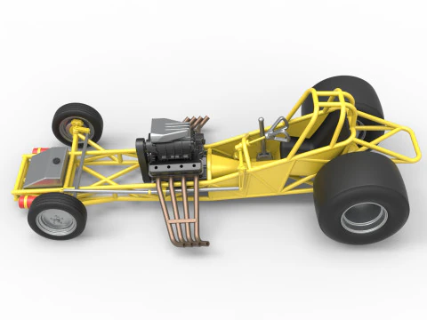Vintage Funny Car Base Scale 1 to 25 3D Print Model