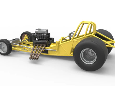 Vintage Funny Car Base Scale 1 to 25 3D Print Model