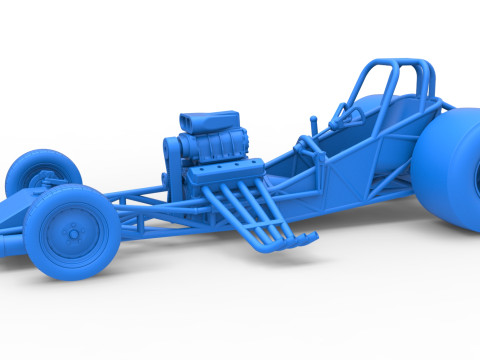 Vintage Funny Car Base Scale 1 to 25 3D Baskı Modeli