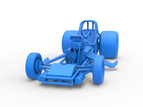 Vintage Funny Car Base Scale 1 to 25 3D Baskı Modeli