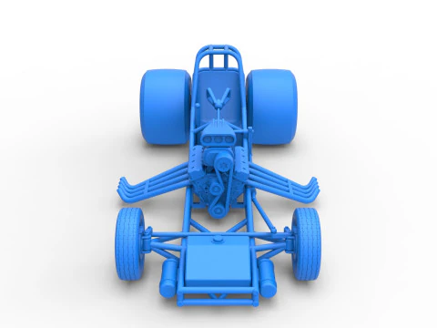 Vintage Funny Car Base Scale 1 to 25 3D Print Model