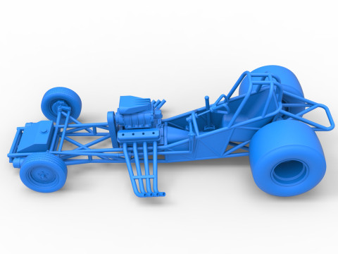 Vintage Funny Car Base Scale 1 to 25 3D Baskı Modeli