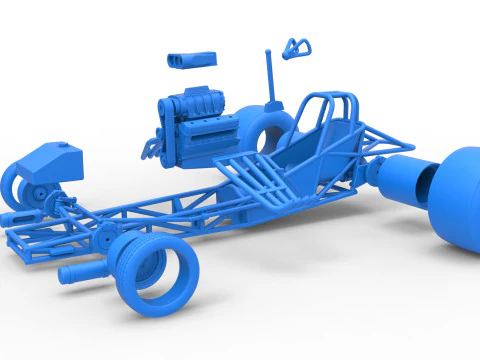 Vintage Funny Car Base Scale 1 to 25 3D Print Model