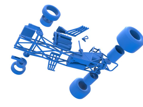 Vintage Funny Car Base Scale 1 to 25 3D Print Model