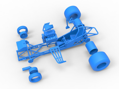 Vintage Funny Car Base Scale 1 to 25 3D Baskı Modeli