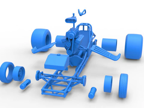 Vintage Funny Car Base Scale 1 to 25 3D Print Model