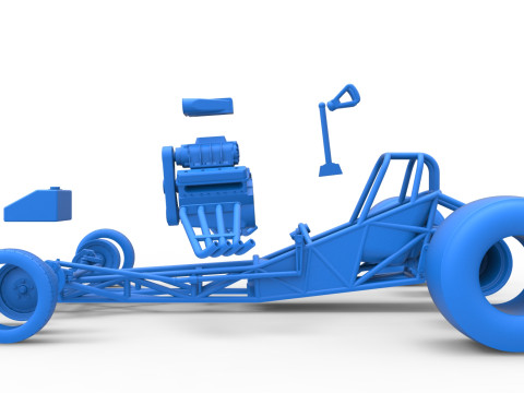 Vintage Funny Car Base Scale 1 to 25 3D Baskı Modeli