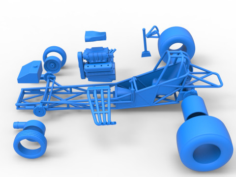 Vintage Funny Car Base Scale 1 to 25 3D Baskı Modeli