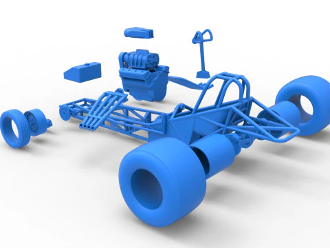 Vintage Funny Car Base Scale 1 to 25 3D Print Model