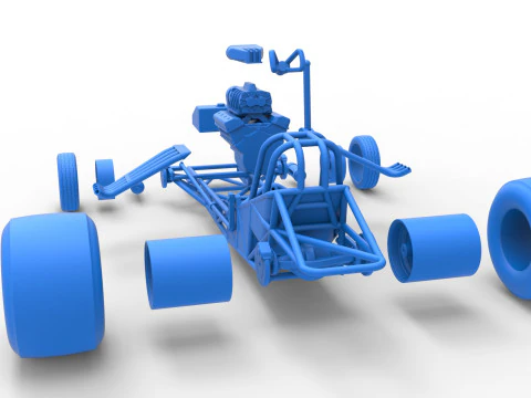 Vintage Funny Car Base Scale 1 to 25 3D Print Model