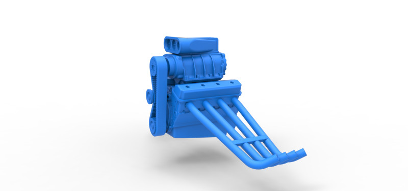 Engine of Vintage Funny Car Scale 1 to 25 3D प्रिंट मॉडल .c4d .max .obj .3ds .fbx .stl .blend 