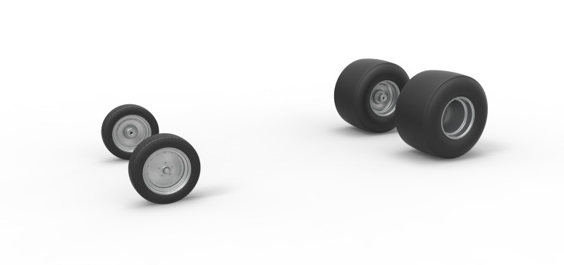 Wheel Set of Vintage Funny Car Scale 1 to 25 Modelo de Impressão 3D .c4d .max .obj .3ds .fbx .stl .blend 
