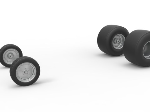 Wheel Set of Vintage Funny Car Scale 1 to 25 3Dプリントモデル