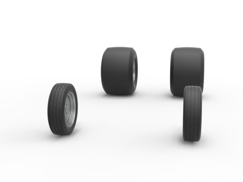 Wheel Set of Vintage Funny Car Scale 1 to 25 Modelo de Impressão 3D