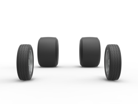 Wheel Set of Vintage Funny Car Scale 1 to 25 Modelo de Impressão 3D