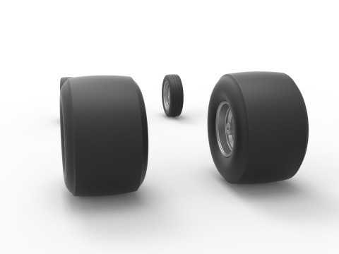 Wheel Set of Vintage Funny Car Scale 1 to 25 Modelo de Impressão 3D