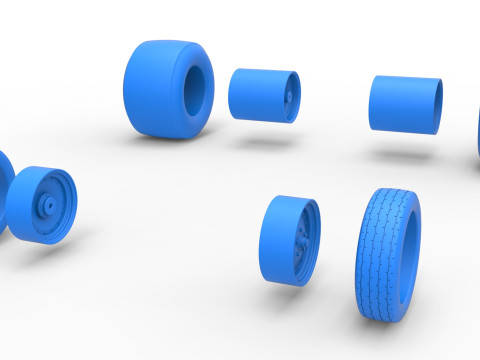 Wheel Set of Vintage Funny Car Scale 1 to 25 Modelo de Impressão 3D