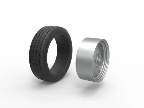 Front wheel of Vintage Funny Car Scale 1 to 25 3D Print Model