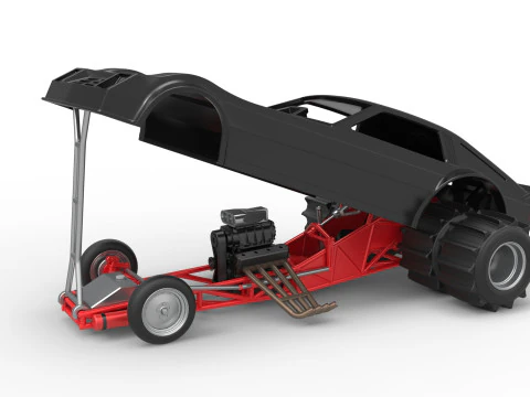 Vintage Funny Car for Sand drag racing Scale 1 to 25 3D Print Model