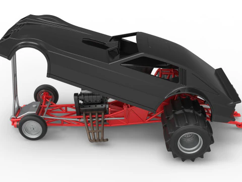 Vintage Funny Car for Sand drag racing Scale 1 to 25 3D Print Model