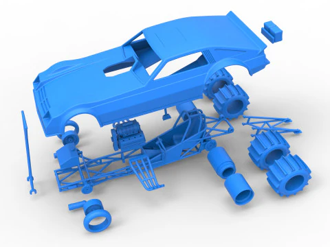 Vintage Funny Car for Sand drag racing Scale 1 to 25 3D Print Model