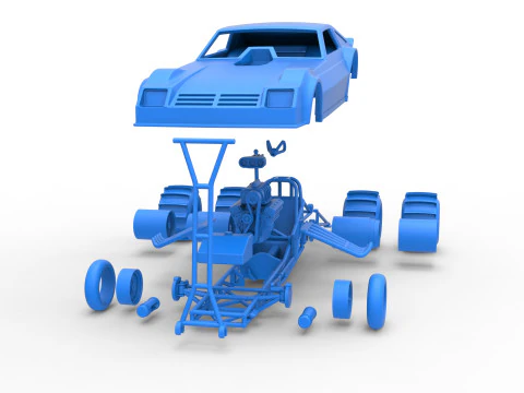 Vintage Funny Car for Sand drag racing Scale 1 to 25 3D Print Model
