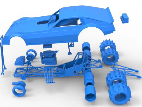 Vintage Funny Car for Sand drag racing Scale 1 to 25 3D Print Model