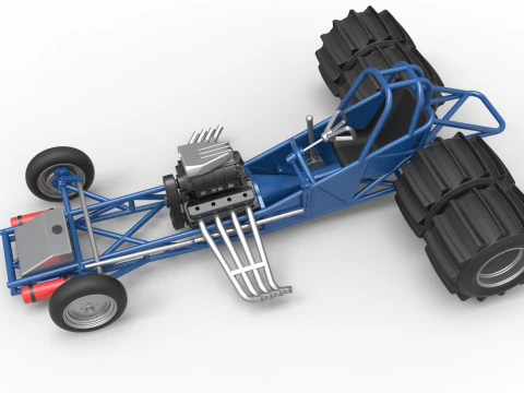 Vintage Funny Car Base for Sand drag racing Scale 1 to 25 3D Print Model