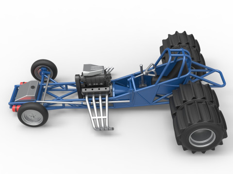 Vintage Funny Car Base for Sand drag racing Scale 1 to 25 3D Print Model