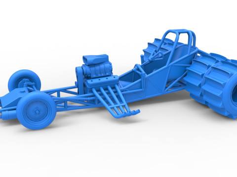 Vintage Funny Car Base for Sand drag racing Scale 1 to 25 3D Print Model