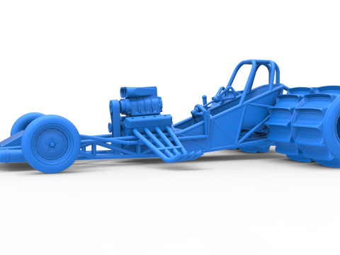 Vintage Funny Car Base for Sand drag racing Scale 1 to 25 3D Print Model