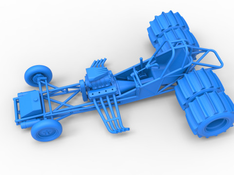 Vintage Funny Car Base for Sand drag racing Scale 1 to 25 3D Print Model