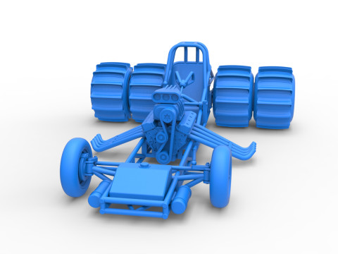 Vintage Funny Car Base for Sand drag racing Scale 1 to 25 3D Print Model