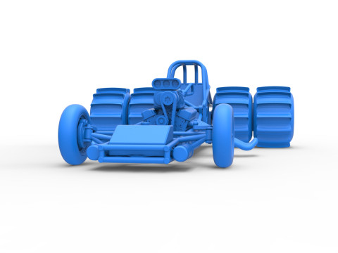 Vintage Funny Car Base for Sand drag racing Scale 1 to 25 3D Print Model