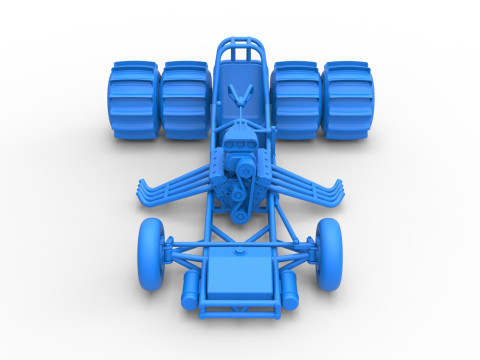 Vintage Funny Car Base for Sand drag racing Scale 1 to 25 3D Print Model