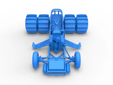 Vintage Funny Car Base for Sand drag racing Scale 1 to 25 3D Print Model