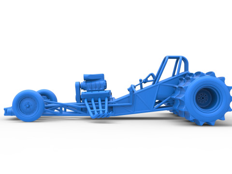Vintage Funny Car Base for Sand drag racing Scale 1 to 25 3D Print Model